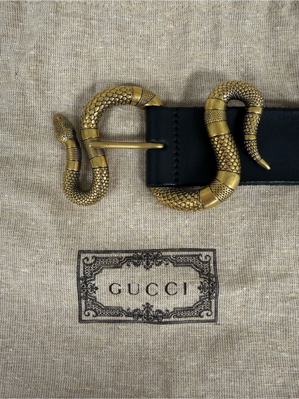 Gucci Snake Buckle Leather Belt